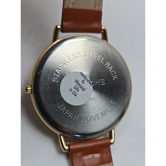 Whimsical Gifts Book Lover 3D Watch Gold Tone Quartz Leather USA New Battery main image 8